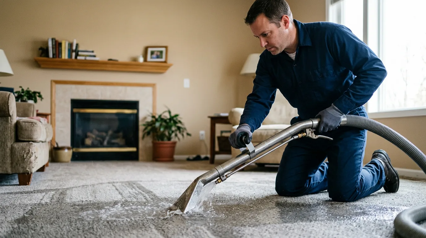 Water damage restoration technician working near Bowling Green, VA
